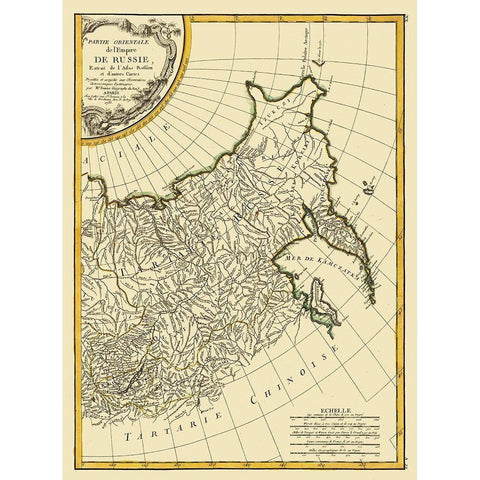 Eastern Russian Empire Russia - Bonne 1785 Gold Ornate Wood Framed Art Print with Double Matting by Bonne