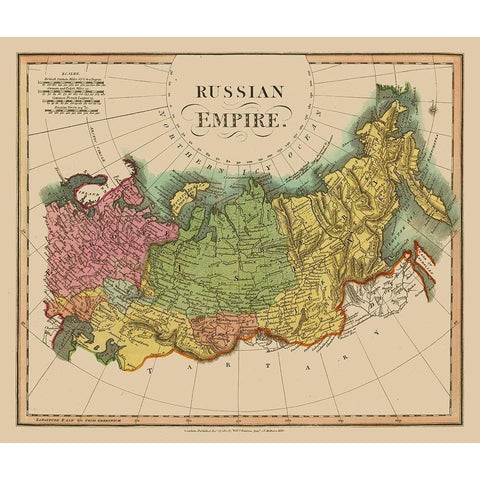 Russian Empire Russia - Darton 1811- 27.19 x 23 Black Modern Wood Framed Art Print with Double Matting by Darton