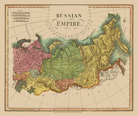 Russian Empire Russia - Darton 1811- 27.19 x 23 White Modern Wood Framed Art Print with Double Matting by Darton