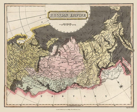 Russian Empire Russia - Oddy 1811 White Modern Wood Framed Art Print with Double Matting by Oddy