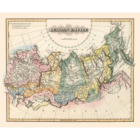 Russian Empire Russia - Lucas 1823 Black Modern Wood Framed Art Print with Double Matting by Lucas