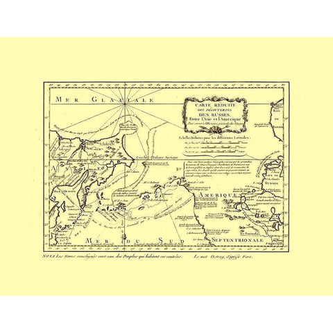 Russian Discoveries Asia America Russia Black Modern Wood Framed Art Print with Double Matting by Unknown