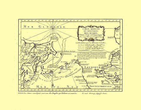 Russian Discoveries Asia America Russia Black Ornate Wood Framed Art Print with Double Matting by Unknown