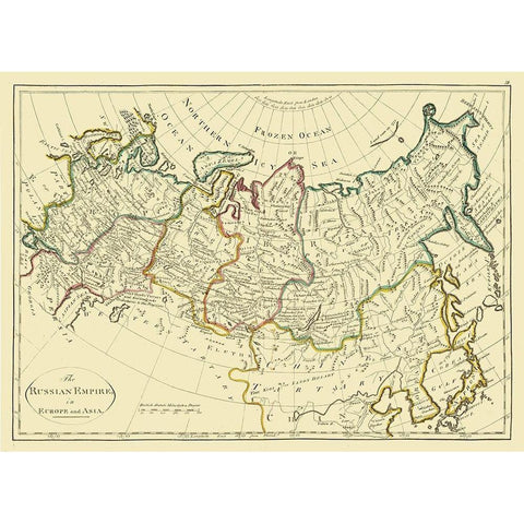 Russian Empire Asia Europe Russia - Carey 1796 White Modern Wood Framed Art Print by Carey