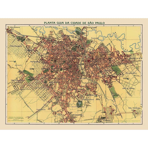 South America Sao Paulo Brazil - Hartmann 1913 Black Modern Wood Framed Art Print by Hartmann