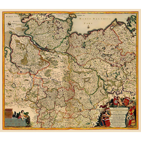 Saxony Germany - De Wit 1688 Black Modern Wood Framed Art Print by De Wit