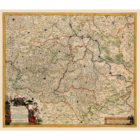 Saxony Region Germany - De Wit 1688 Gold Ornate Wood Framed Art Print with Double Matting by De Wit