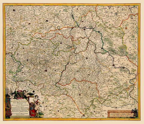 Saxony Region Germany - De Wit 1688 White Modern Wood Framed Art Print with Double Matting by De Wit