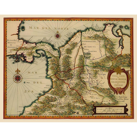 Northwestern South America - Jansson 1630 White Modern Wood Framed Art Print by Jansson