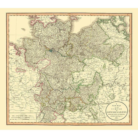 Lower Saxony Germany - Cary 1835 Gold Ornate Wood Framed Art Print with Double Matting by Cary