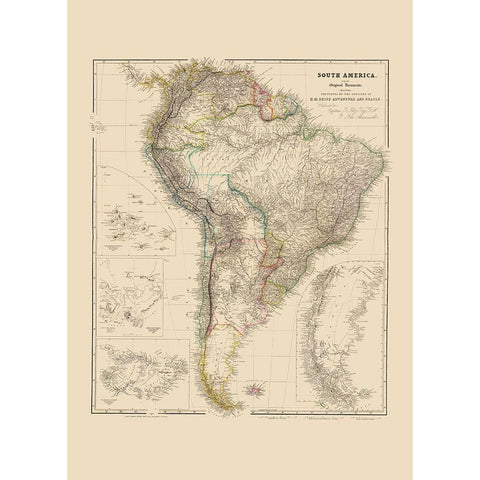 South America - Arrowsmith 1844 Black Modern Wood Framed Art Print with Double Matting by Arrowsmith