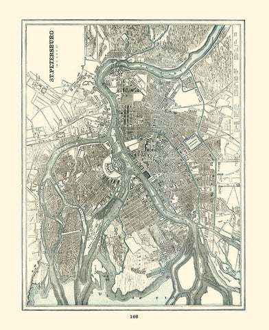 Saint Petersburg Russia - Rathbun 1893 White Modern Wood Framed Art Print with Double Matting by Rathbun