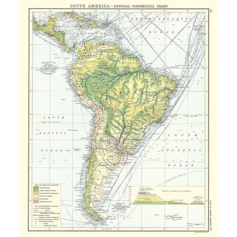 South America Commercial Chart - Newnes 1907 White Modern Wood Framed Art Print by Newnes