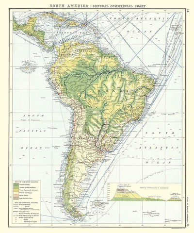 South America Commercial Chart - Newnes 1907 White Modern Wood Framed Art Print with Double Matting by Newnes
