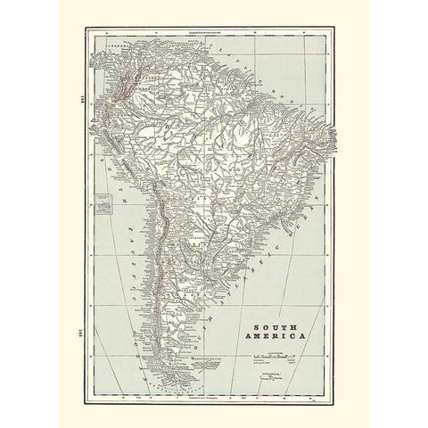 South America - Rathbun 1893 Black Modern Wood Framed Art Print with Double Matting by Rathbun