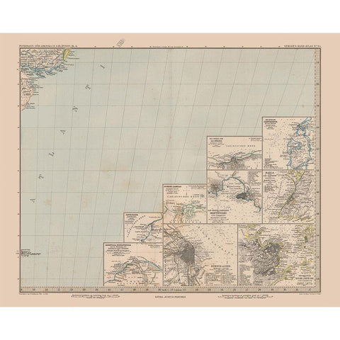 Rio de la Plata Argentina Uruguay South America Gold Ornate Wood Framed Art Print with Double Matting by Stieler