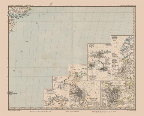 Rio de la Plata Argentina Uruguay South America White Modern Wood Framed Art Print with Double Matting by Stieler