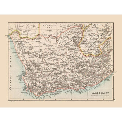 Cape Colony South Africa - Bartholomew 1892 White Modern Wood Framed Art Print by Bartholomew