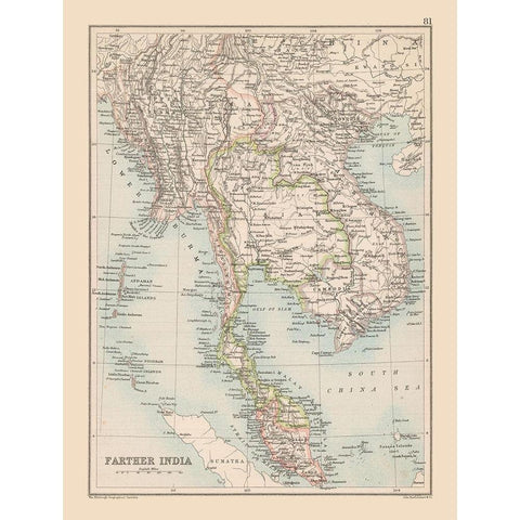 South Asia India - Bartholomew 1892 White Modern Wood Framed Art Print by Bartholomew