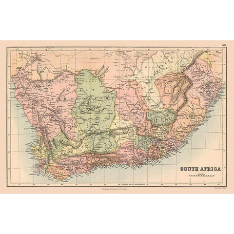 South Africa - Black 1867 Black Modern Wood Framed Art Print with Double Matting by Black