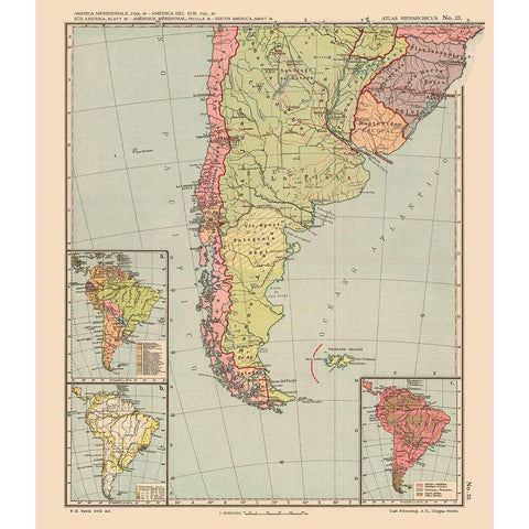 South America - Streit 1913- 23 x 26.55 Black Modern Wood Framed Art Print by Streit