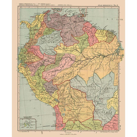 Northwest South America - Streit 1913 White Modern Wood Framed Art Print by Streit