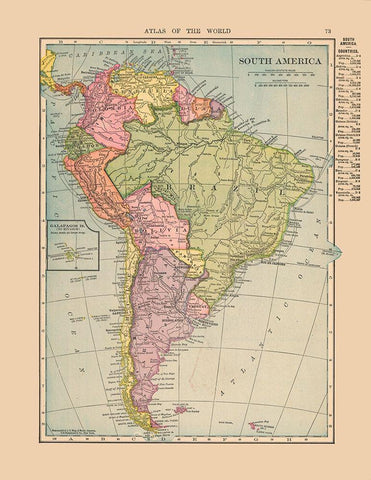 South America - Hammond 1910 White Modern Wood Framed Art Print with Double Matting by Hammond