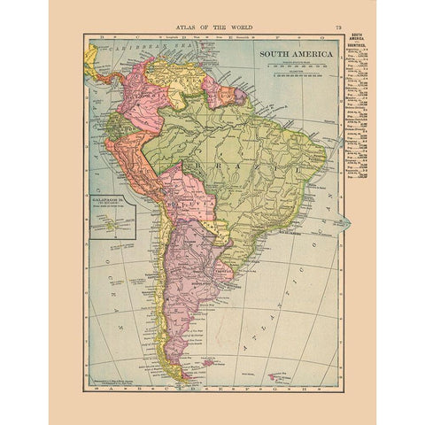 South America - Hammond 1910 White Modern Wood Framed Art Print by Hammond