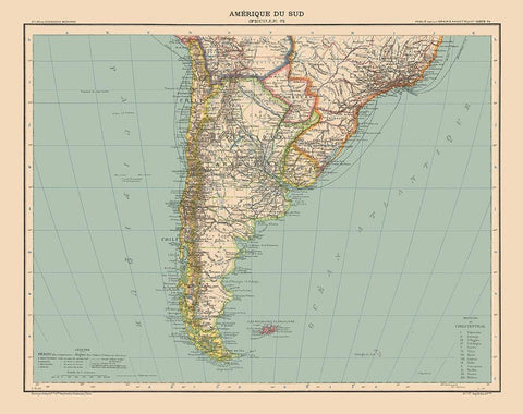 Southern South America - Schrader 1908 White Modern Wood Framed Art Print with Double Matting by Schrader