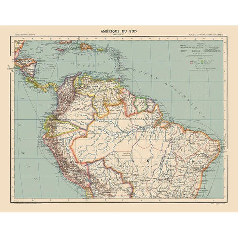 North South America - Schrader 1908 White Modern Wood Framed Art Print by Schrader