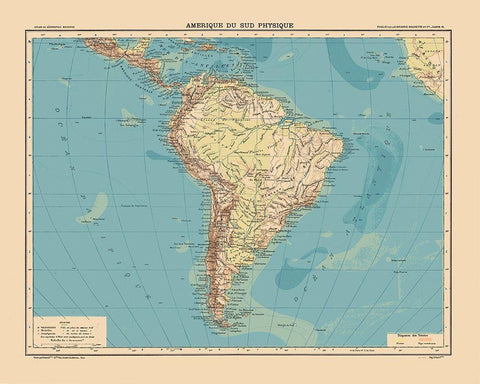 South America Physical - Schrader 1908 White Modern Wood Framed Art Print with Double Matting by Schrader