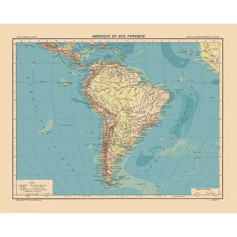 South America Physical - Schrader 1908 Black Modern Wood Framed Art Print with Double Matting by Schrader