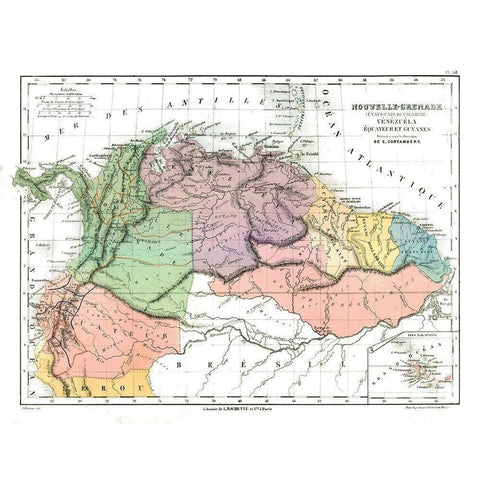 North South America - Cortambert 1880 Black Modern Wood Framed Art Print by Cortambert