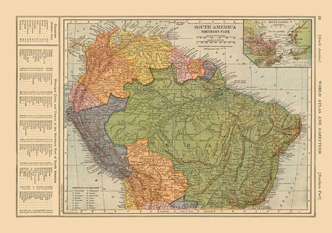 North South America - Reynold 1921 White Modern Wood Framed Art Print with Double Matting by Reynold