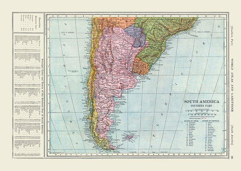 Southern South America - Reynold 1921 Black Ornate Wood Framed Art Print with Double Matting by Reynold