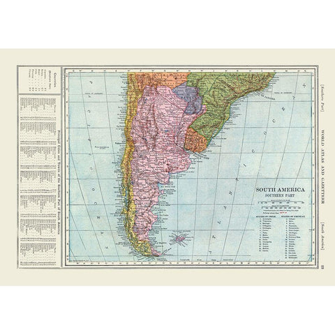 Southern South America - Reynold 1921 Gold Ornate Wood Framed Art Print with Double Matting by Reynold