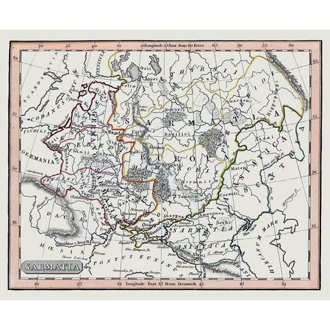 Middle East Sarmatia - Fenner 1830 Black Modern Wood Framed Art Print with Double Matting by Fenner
