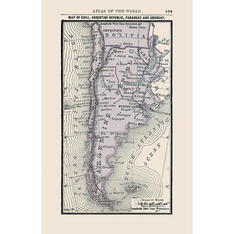 Northern South America - Alden 1886 White Modern Wood Framed Art Print by Alden