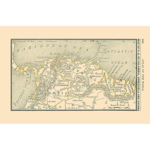 Southern South America - Alden 1886 White Modern Wood Framed Art Print by Alden