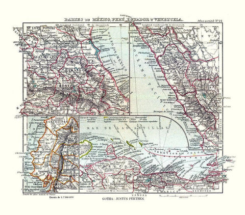 South America Mexico Peru Venezuela Ecuador White Modern Wood Framed Art Print with Double Matting by Perthes