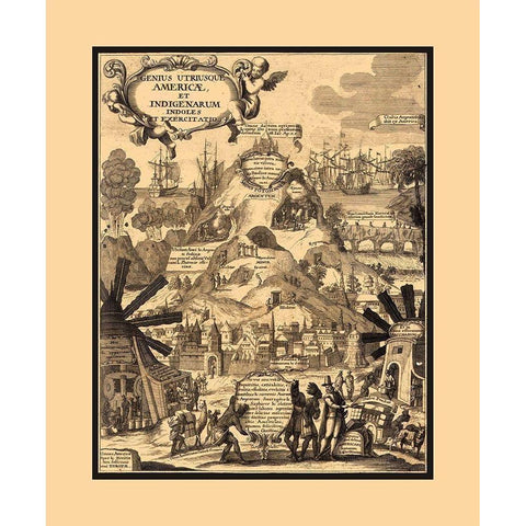 South America Natural Riches - 1703 White Modern Wood Framed Art Print by Unknown