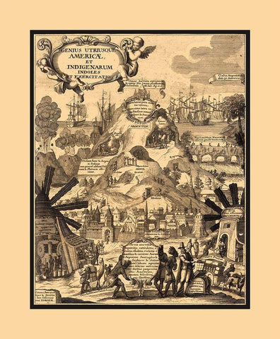 South America Natural Riches - 1703 White Modern Wood Framed Art Print with Double Matting by Unknown