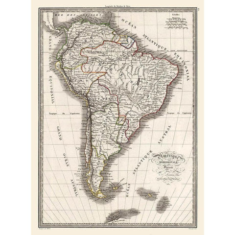 South America - Monin 1839 Gold Ornate Wood Framed Art Print with Double Matting by Monin