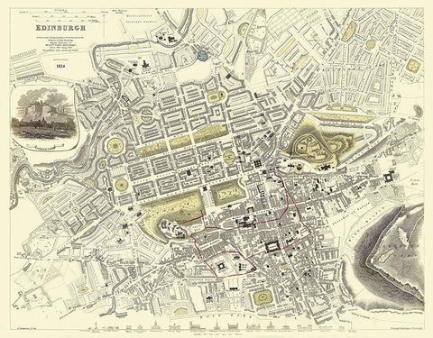 Edinburgh Scotland Great Britain - Chapman 1834 White Modern Wood Framed Art Print with Double Matting by Chapman