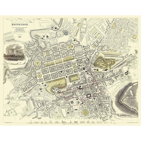 Edinburgh Scotland Great Britain - Chapman 1834 Black Modern Wood Framed Art Print by Chapman