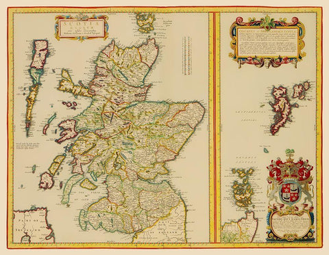 Great Britain Scotland - Blaeu 1654 White Modern Wood Framed Art Print with Double Matting by Blaeu