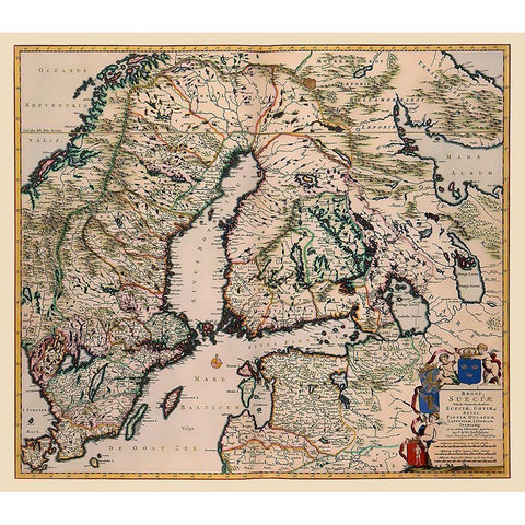 Scandinavia - De Wit 1688 Black Modern Wood Framed Art Print with Double Matting by De Wit