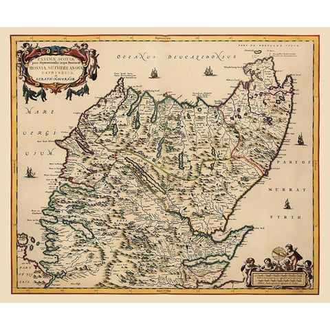 North Great Britain Scotland - Blaeu 1654 Black Modern Wood Framed Art Print by Blaeu