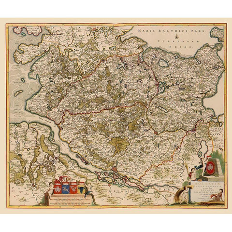 Schleswig Holstein Region Germany - De Wit 1688 Black Modern Wood Framed Art Print by De Wit
