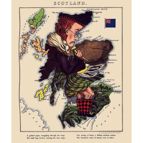 Great Britain Scotland - Lancaster 1869 Black Modern Wood Framed Art Print with Double Matting by Lancaster
